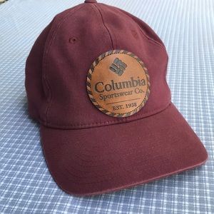 Columbia Unisex Maroon Hat with Circular Leather Logo Patch